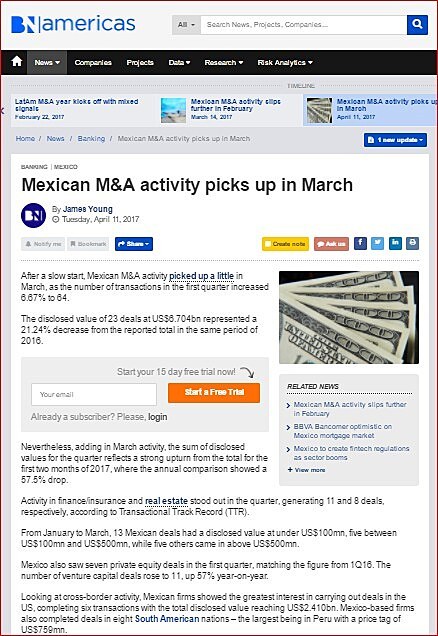 Mexican M&A activity picks up in March